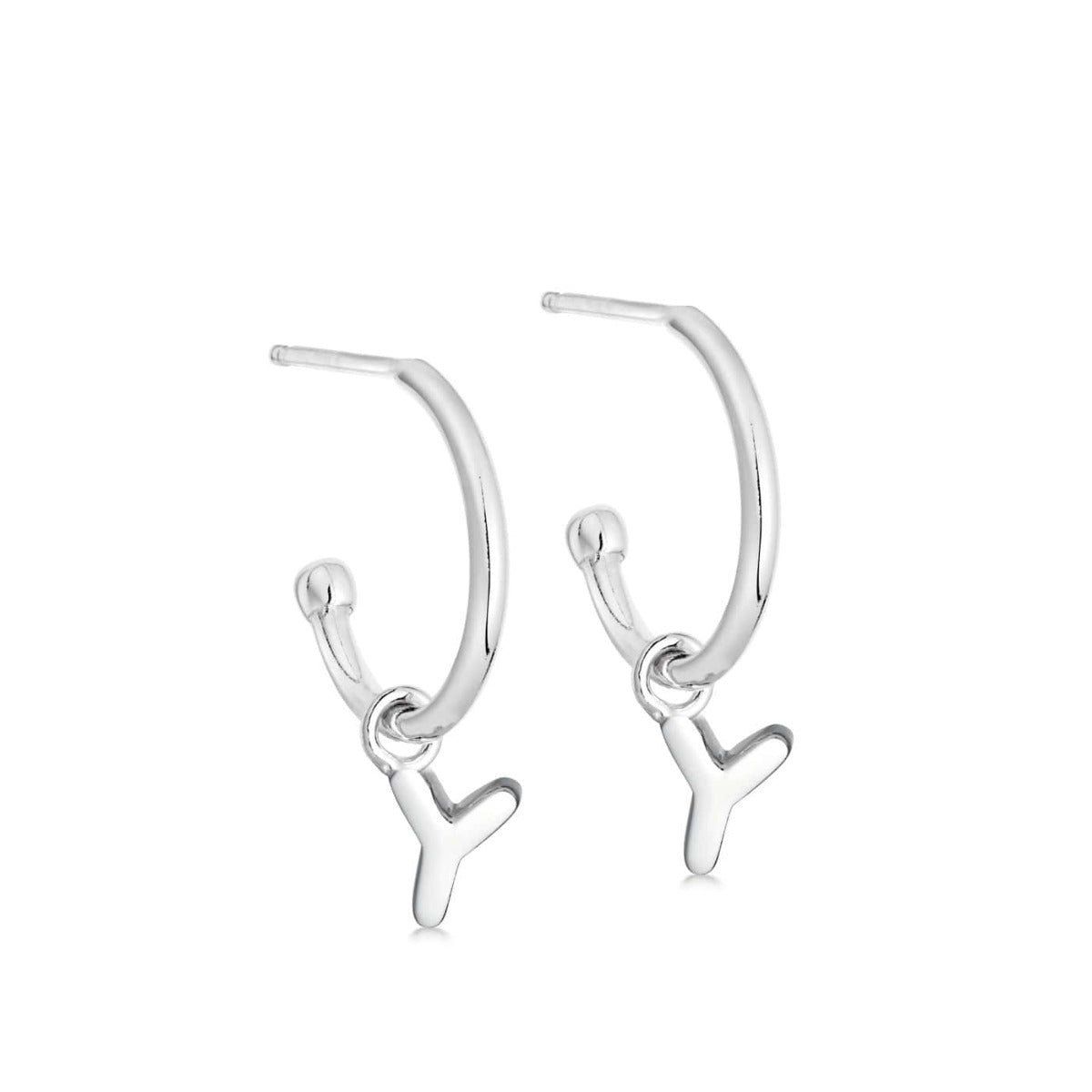 Silver Initial Hoop Earrings - hersey-and-son