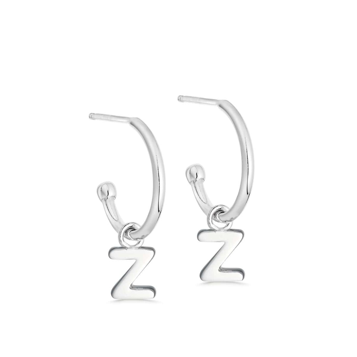 Silver Initial Hoop Earrings - hersey-and-son