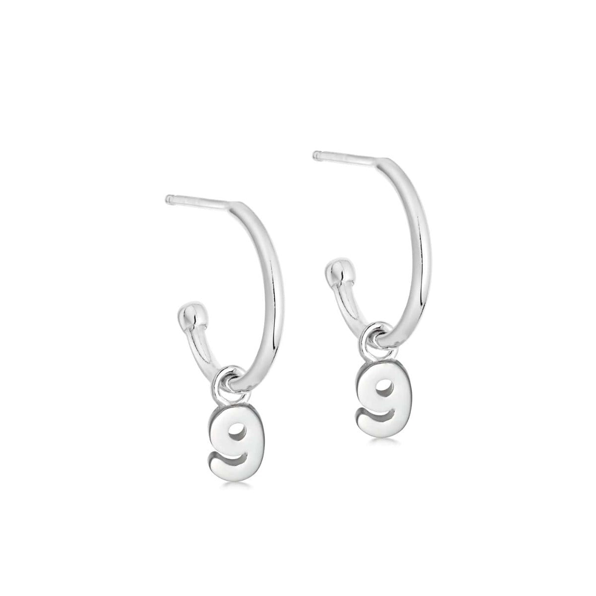 Silver Number Hoop Earrings - hersey-and-son