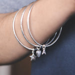 Sterling Silver Star Bangle - hersey-and-son