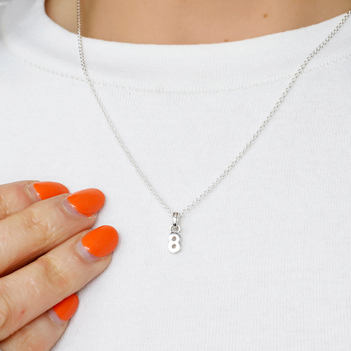 Silver Number 8 Pendant Necklace | |Hersey & Son Silversmiths