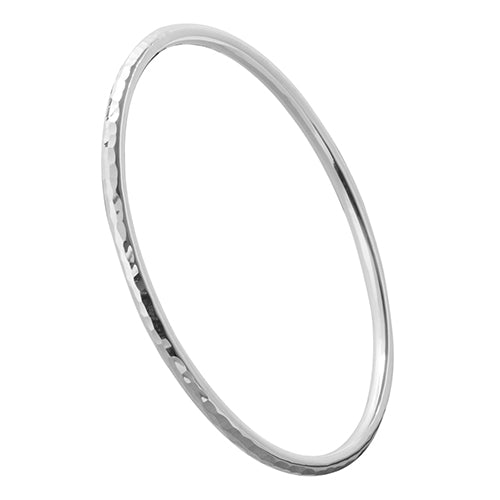 Round Hammered Silver Bangle 3mm | Hersey & Son Silversmiths