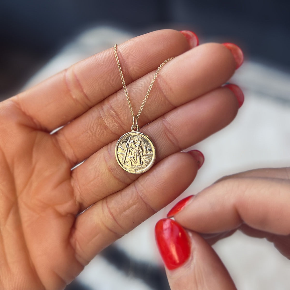 Solid gold store saint christopher pendant