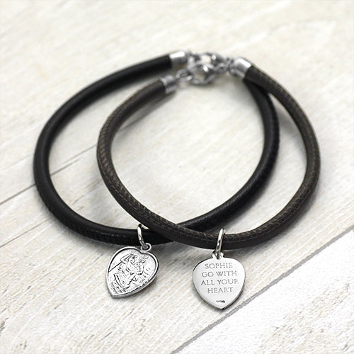 St christopher deals leather bracelet