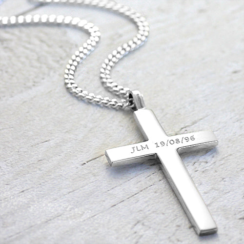 Sterling Silver Large Sideways Curved Cross Religious Chain Necklace Pendant  Charm: 16473361416243