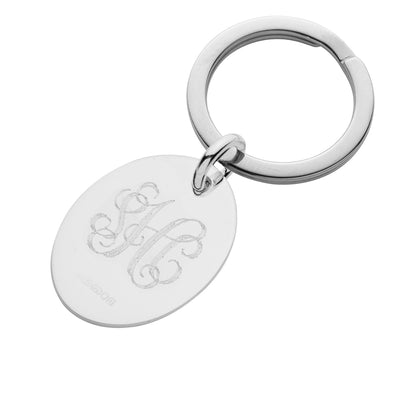 Sterling Silver Elegant Round Engraved Keychain