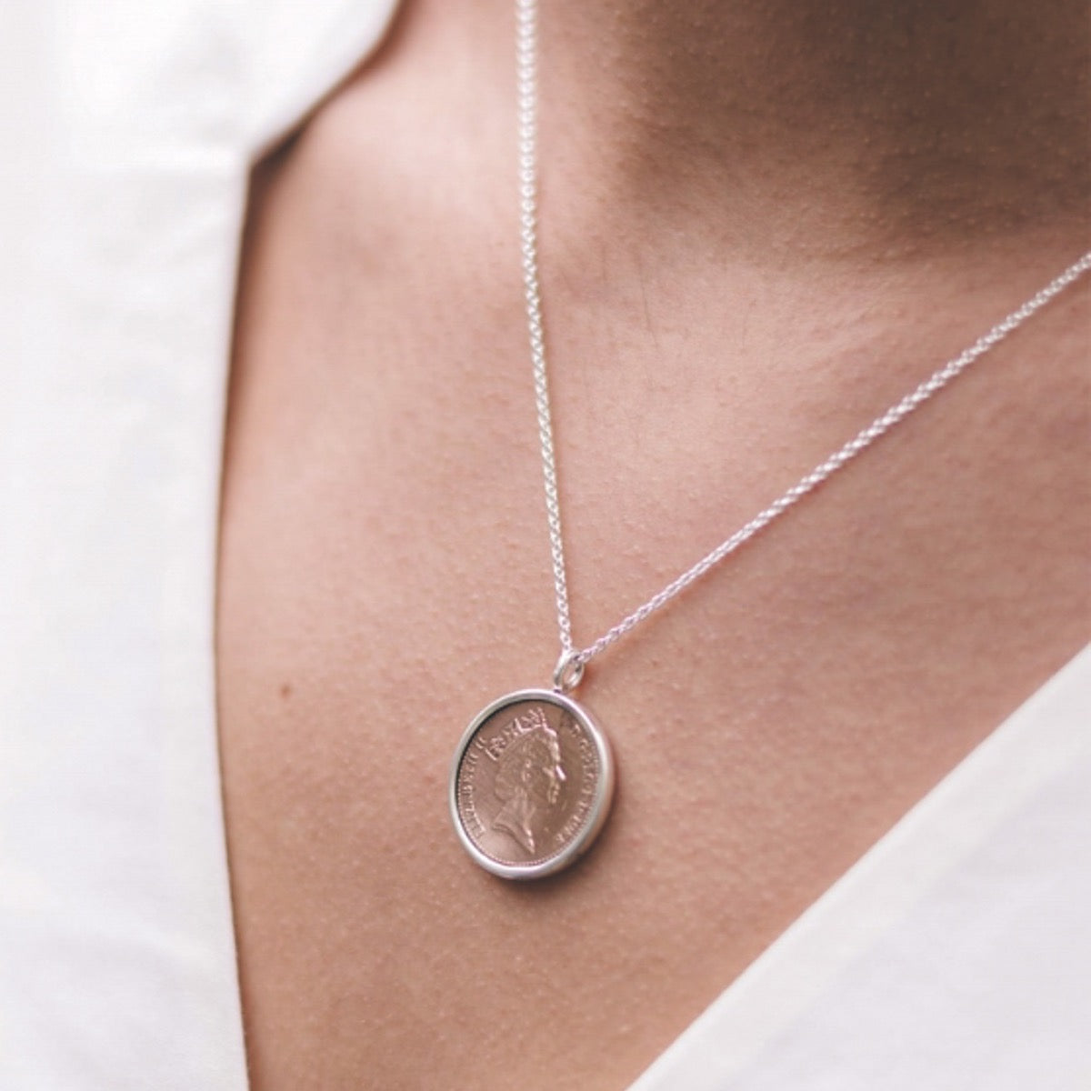 Mens silver sale coin pendant