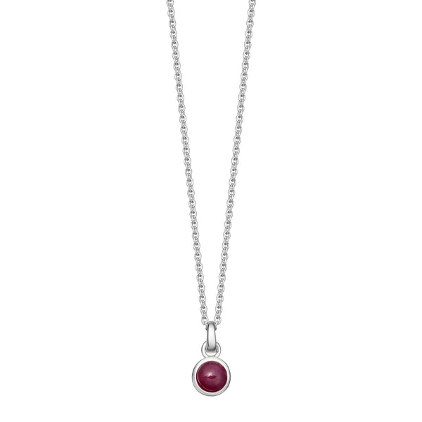 July Birthstone Silver Necklace Pendant Ruby | Hersey & Son