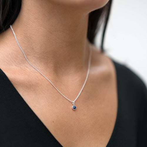 Oval Sapphire and Diamond Pendant - September Birthstone - JusticeJewelers