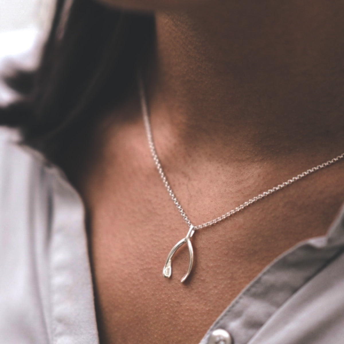 Sterling silver deals wishbone necklace