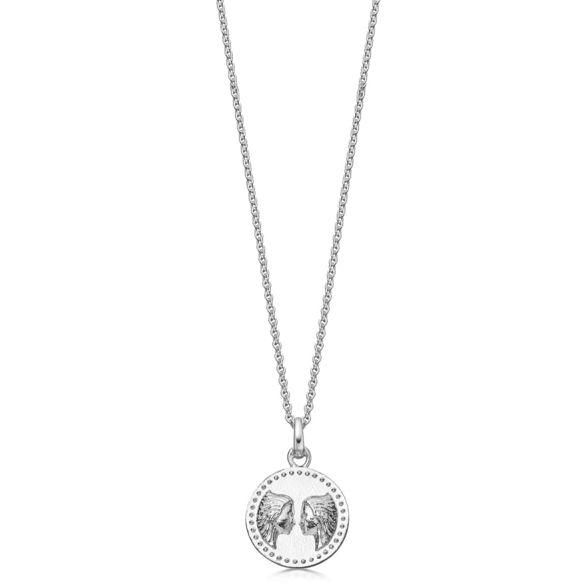 Silver Gemini Zodiac Necklace Modern Design